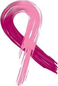 Pink breast cancer ribbon sign