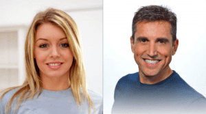 Happy man and woman after hair loss treatment